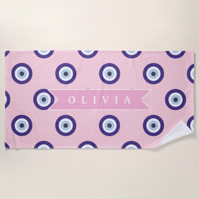 Serviette De Plage Cadeaux Personnalisés avec Motif d'Oeil Maléfique  (Devant)