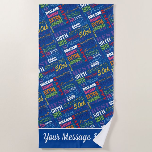 Serviette De Plage Cadeaux personnalisés spéciaux 50e anniversaire (Devant)