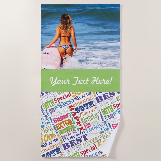 Serviette De Plage Cadeaux Uniques Et Spéciaux 50e Anniversaire (Devant)