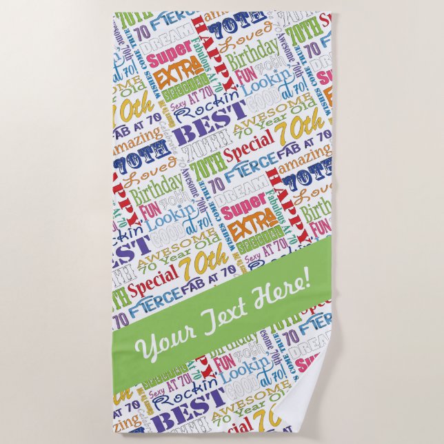 Serviette De Plage Cadeaux Uniques Et Spéciaux 70e Anniversaire (Devant)