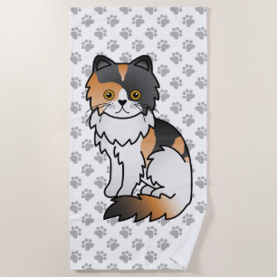 Serviette De Plage Calico Persian Chaton de Dessin Animé Mignon & Pat