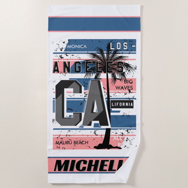 Serviette De Plage California Beach Vibes Design (Devant)