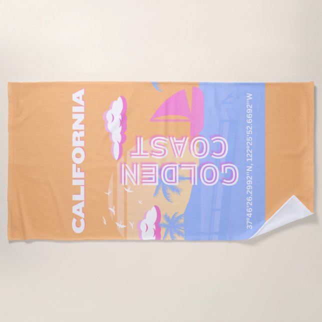 Serviette De Plage Californie, Plage, Art du voyage (Devant)