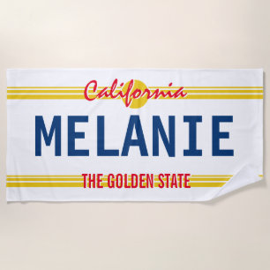 Serviette De Plage Californie plaque d'immatriculation retro style pe