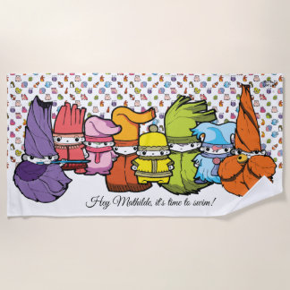 Serviette De Plage Calligraphie Caractère de dessin Goblins WhitePatt