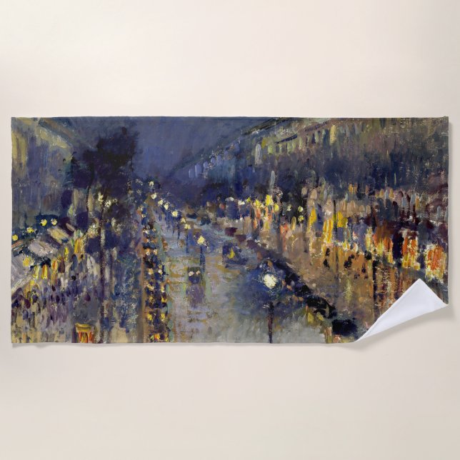 Serviette De Plage Camille Pissarro - Boulevard Montmartre en nuit (Devant)