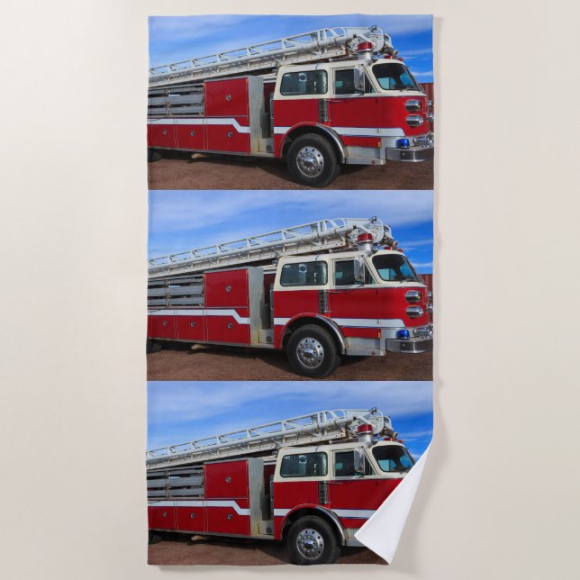 Serviette De Plage Camion-feu rouge (Devant)