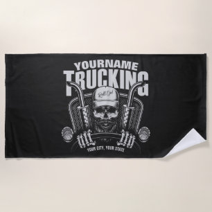 Serviette De Plage Camionnage personnalisé Camionneur de crâne Camion