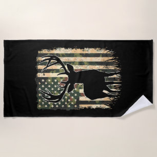 Serviette De Plage Camo US Drapeau Chasse aux Cerfs Chasse au Camofla