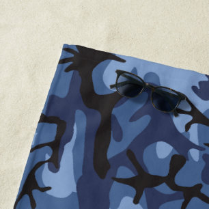 Serviette De Plage Camouflage Bleu Marine, Militaire, Armée