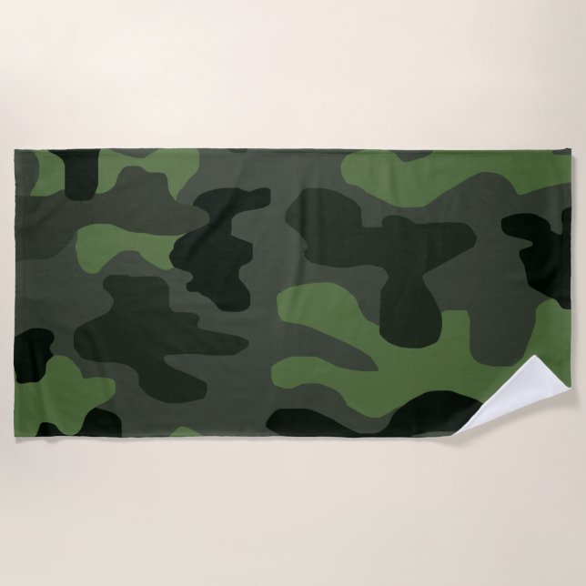Serviette De Plage camouflage gris vert foncé no.14 imprimer (Devant)