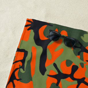 Serviette De Plage Camouflage orange et vert, Militaire, Armée