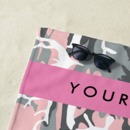 Serviette De Plage Camouflage rose et gris Votre nom Personnalisez