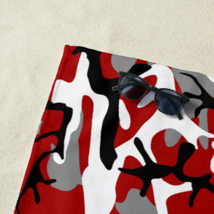 Serviette De Plage Camouflage rouge et gris, Militaire, Armée