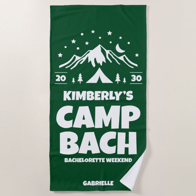 Serviette De Plage Camp de Bachelorette Extérieur Vert  (Devant)
