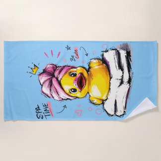 Serviette De Plage Canard en caoutchouc mignon avec turban de serviet