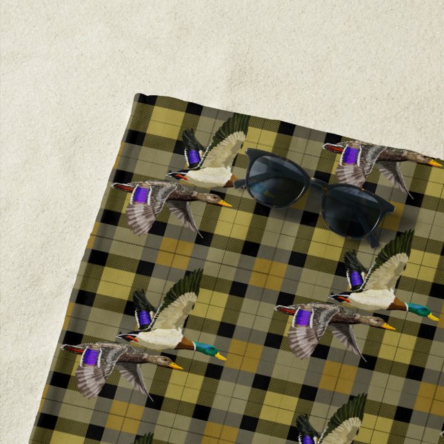 Serviette De Plage Canards Mallard Sur Chasseurs Plaid (En situation)