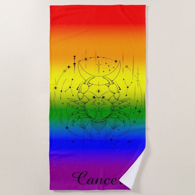Serviette De Plage Cancer Zodiac Fierté LGBTQ Design d'astrologie arc (Devant)