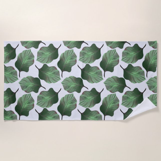 Serviette De Plage Canna Tropicanna Feuilles tropicaux, Vert (Devant)