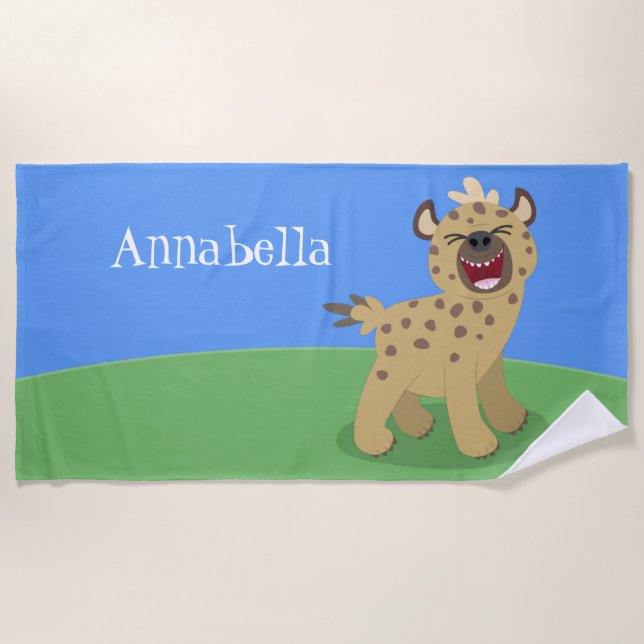 Serviette De Plage Caricature amusante hyena riant illustration (Devant)