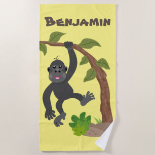 Serviette De Plage Caricature de bébé gorille joyeux