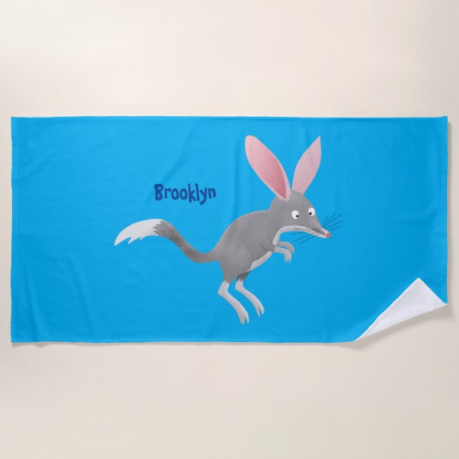 Serviette De Plage Caricature de bilby australien très heureuse (Devant)