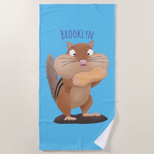 Serviette De Plage Caricature de chipmunk à grosses joues mignonnes (Devant)