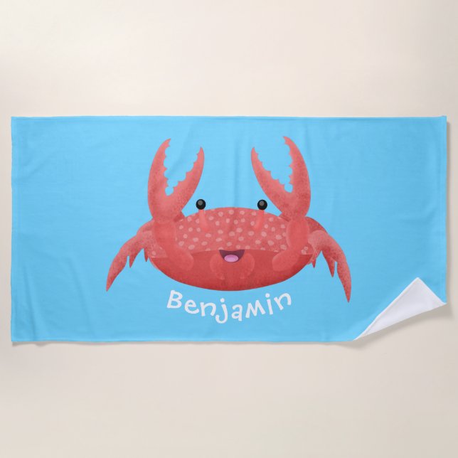 Serviette De Plage Caricature de crabe rouge cuite (Devant)