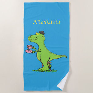 Serviette De Plage Caricature de dinosaure vert t rex