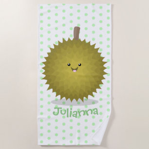 Serviette De Plage Caricature de durian joyeux