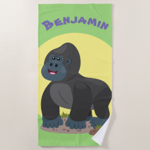 Serviette De Plage Caricature de gros gorilles joyeux