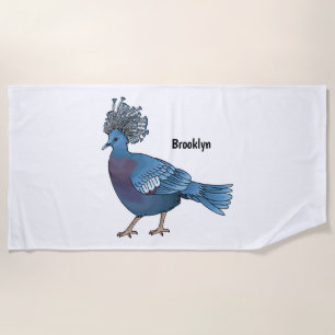 Serviette De Plage Caricature de l'oiseau pigeon couronné Victoria