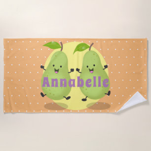 Serviette De Plage Caricature de poires bondissantes jolies