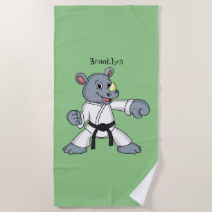 Serviette De Plage Caricature de rhino kung fu