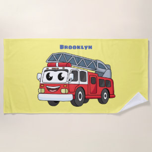 Serviette De Plage Caricature du moteur de feu joyeux