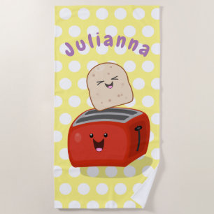 Serviette De Plage Caricature jaune grille-pain joyeux