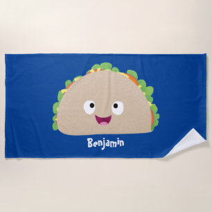 Serviette De Plage Caricature joli sourire taco dessin animé