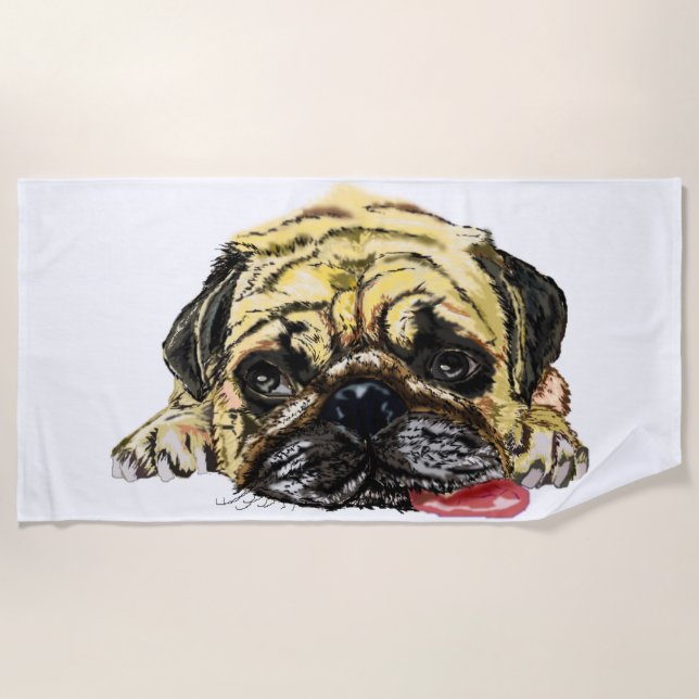 Serviette De Plage Carlin Chien Funny Beach Towne - Vos couleurs (Devant)