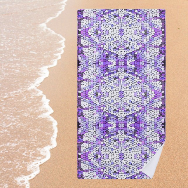 Serviette De Plage Carreaux violets - mosaïque, style grec, (Créateur téléchargé)