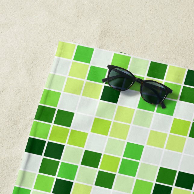 Serviette De Plage Carrelage de piscine, Carrelage en mosaïque verte, (En situation)