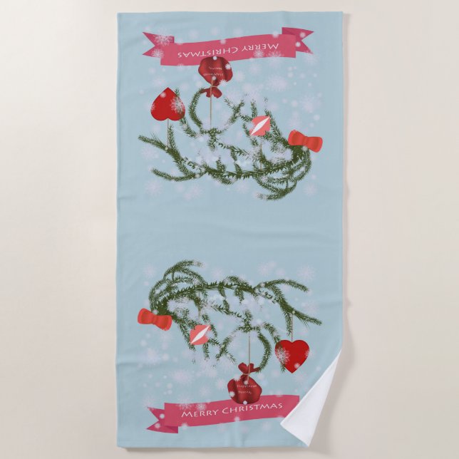 Serviette De Plage Carrelage en céramique de Noël (Devant)