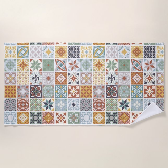 Serviette De Plage Carrelage méditerranéen (Devant)