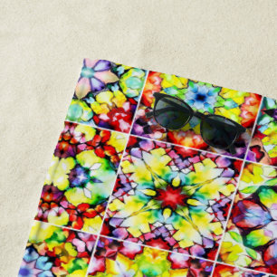 Serviette De Plage Carrelage méditerranéen, Carreaux d'encre d'alcool