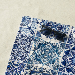 Serviette De Plage Carrelage méditerranéen, Portugais, Azulejo, Majol