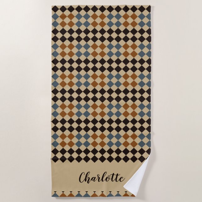 Serviette De Plage Carrelage mosaïque personnalisé (Devant)