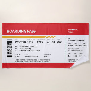 Serviette De Plage Carte d'embarquement - Rouge