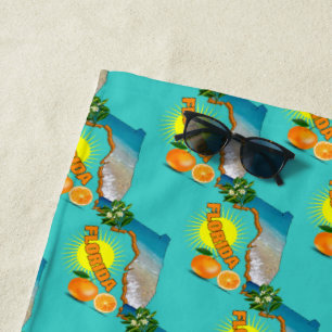 Serviette De Plage Carte Floride Oranges ensoleillées été