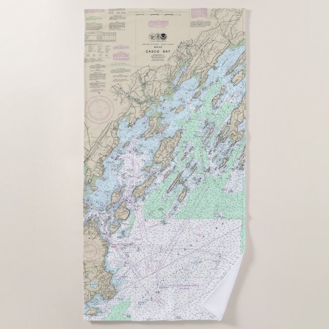 Serviette De Plage Carte marine Casco Bay 13290 (Devant)