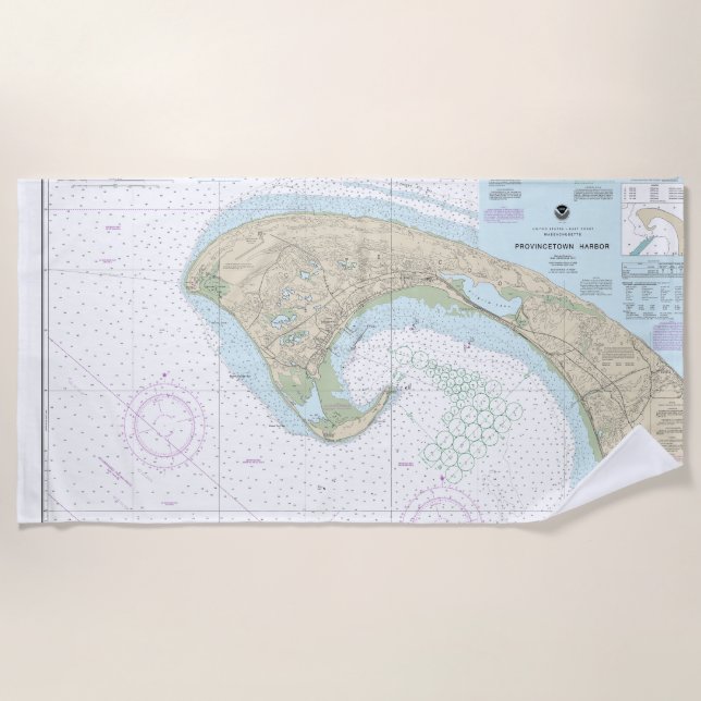 Serviette De Plage Carte marine du port de Provincetown 13249 (Devant)