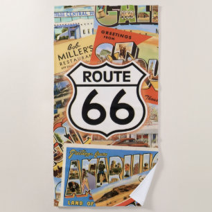 Serviette De Plage Carte postale colorée de la route 66